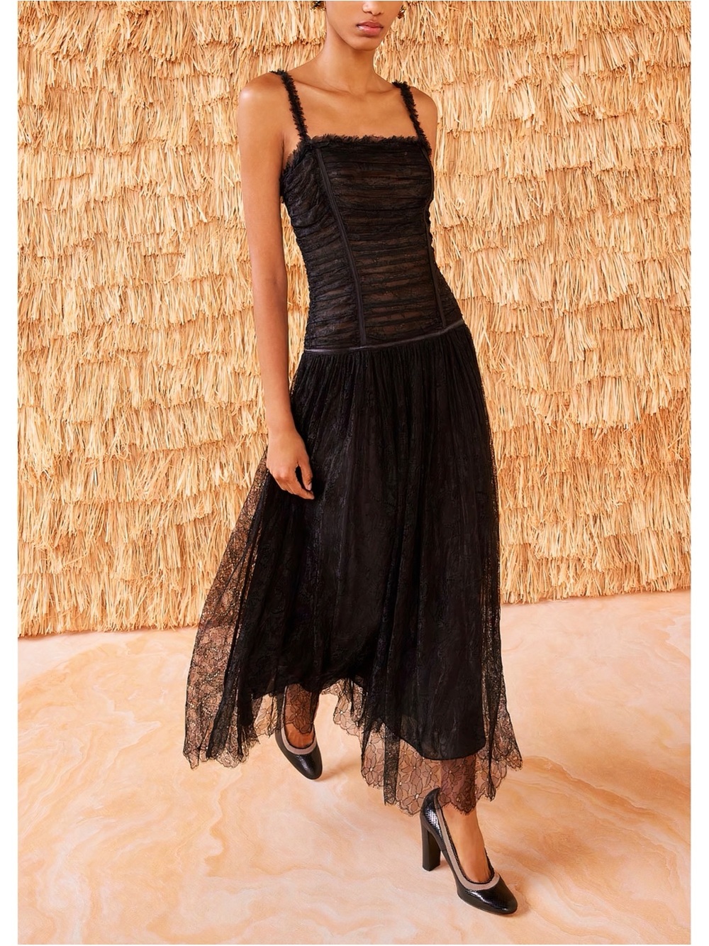 NWT Ulla Johnson Midi Lace Sleeveless Florelle Black Dress - Picture 1 of 7